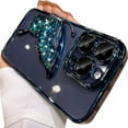 thumbnail image 1 of Glitter 3D Butterfly Case for iPhone 14 Pro Max, Cute Luxury Bling Sparkle Liquid Flowing Case with Camera Lens Protector Plating Bumper Women Girls Case for iPhone 14 Pro Max 6.7" (Black), 1 of 4
