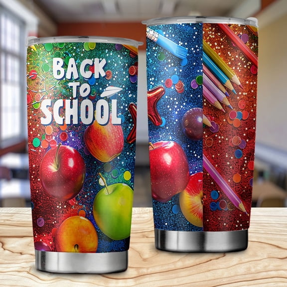 Glitter 3D back to school 20oz Tumbler, Back To School Tumbler ID-0619-N7TV