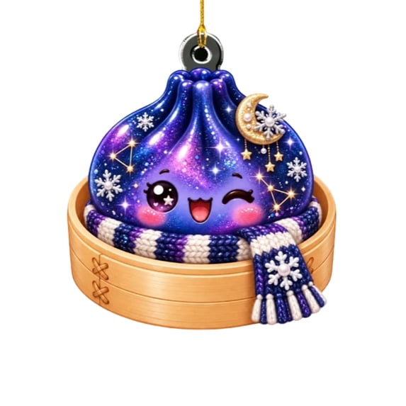 Glitter Acrylic Dumpling Squishies Ornament 2026 for Christmas Tree Decor, Cute Dumpling Christmas Hanging Xmas Tree Decor Gift for Family