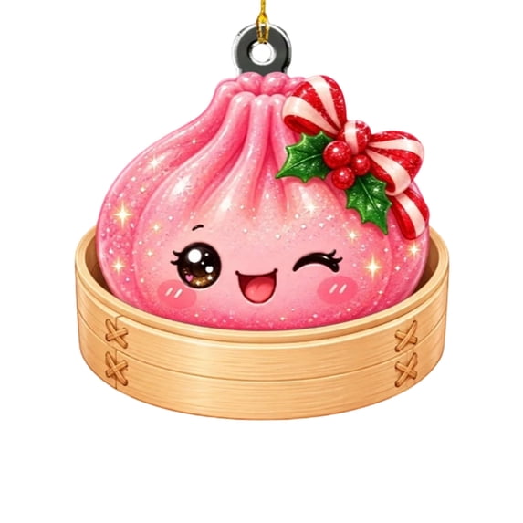 Glitter Acrylic Dumpling Squishies Ornament 2026 for Christmas Tree Decor, Cute Dumpling Christmas Hanging Xmas Tree Decor Gift for Family