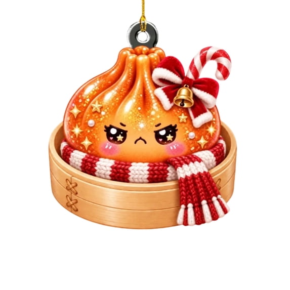 Glitter Acrylic Dumpling Squishies Ornament 2026 for Christmas Tree Decor, Cute Dumpling Christmas Hanging Xmas Tree Decor Gift for Family