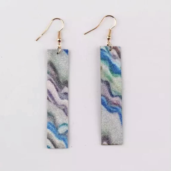 Glitter Acrylic Teardrop Statement Earrings Morocco Rainbow Stripe Women Jewelry