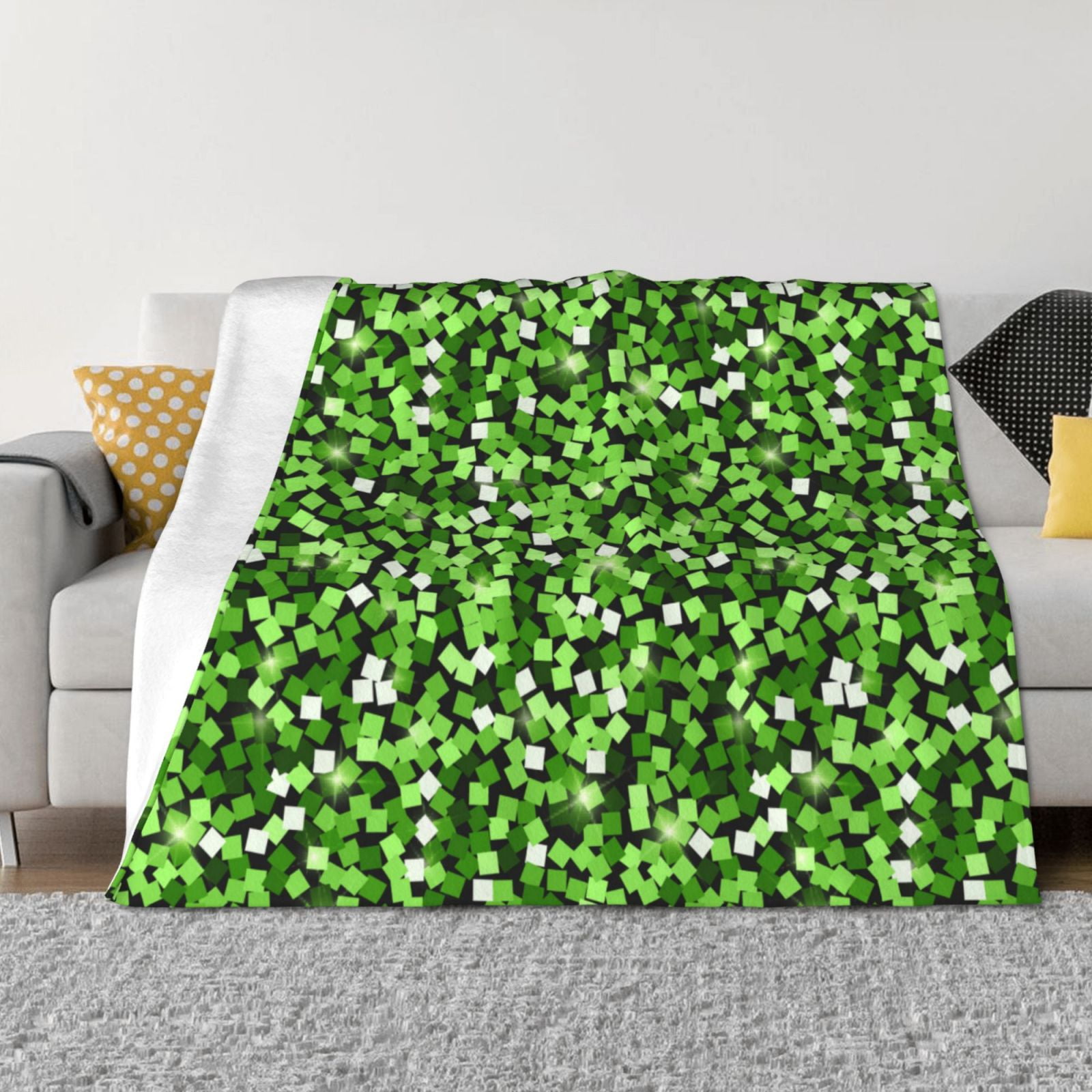 Glitter Adorable green Throw Blanket for Couch, Soft Fuzzy Comfy Warm