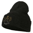 thumbnail image 1 of Glitter Angel Embroidered Long Knitted Beanie - Heather Charcoal OSFM, 1 of 5