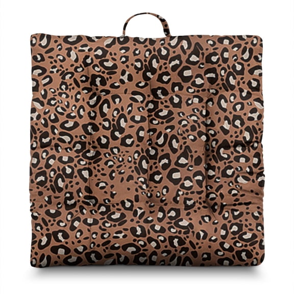 Glitter Animal Print Zabuton - Extra-Thick 4.7" Square Floor Cushion, Cute Design Meditation Pillow with Multipurpose Use for Home & Office