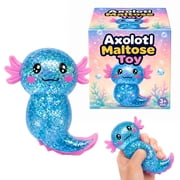 Glitter Axolotl 4-Inch Squishy Stress Reliever | Blue