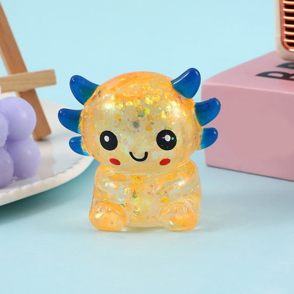 Glitter Axolotl Squishing Fidget Toy – Maltose Texture Stress Relief Toy for Kids & Adults