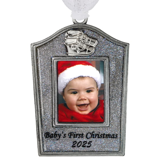 Glitter Baby's First Christmas Picture Frame Ornament