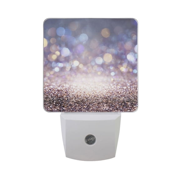 Glitter Background LED Night Light Sensor Lamp Plug-in Adjustable Brightness 2 Pack