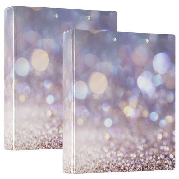 Glitter Background Round Ring Binder 3 Rings 1.5" Capacity File Storage for A4 Size 1 Pack