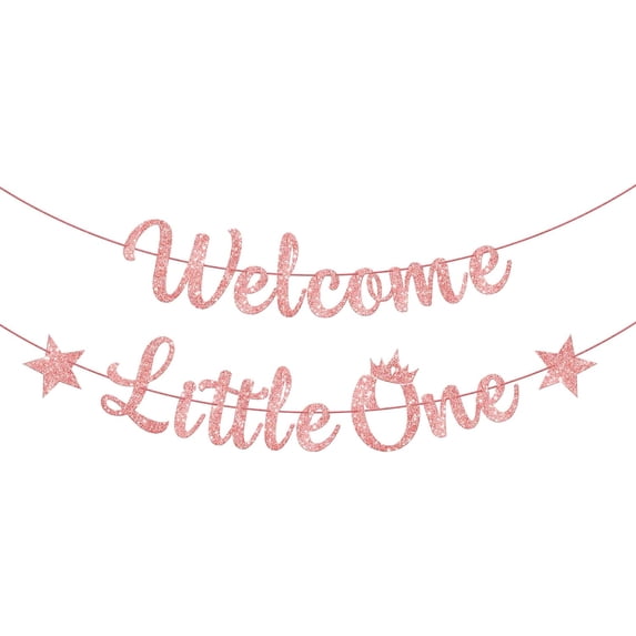 Glitter Banner - 10 Feet, No DIY | Rose Gold Welcome Home Baby Girl, Welcome Home Banner for Gender Reveal Decorations | Gender Neutral Baby Shower Decorations for Girl