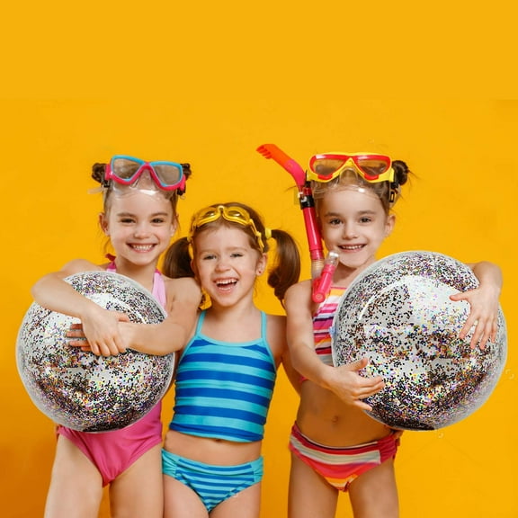 Glitter Beach Ball Confetti Sequin Beach Balls Inflatable Party Balls Decorations for Summer Beach Favor,Holidays Pool Water Toys