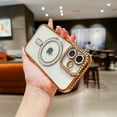 thumbnail image 1 of Glitter Bling Case for Apple iPhone 15, Diamond Clear Back Cover with Camera Lens Protector Compatible with Magsafe Shockproof Full Body Protective Phone Case for iPhone 15, Gold, 1 of 9
