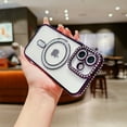 thumbnail image 1 of Glitter Bling Case for Apple iPhone 16 Plus, Diamond Clear Back Cover with Camera Lens Protector Compatible with Magsafe Shockproof Full Body Protective Phone Case for iPhone 16 Plus, Darkpurple, 1 of 9