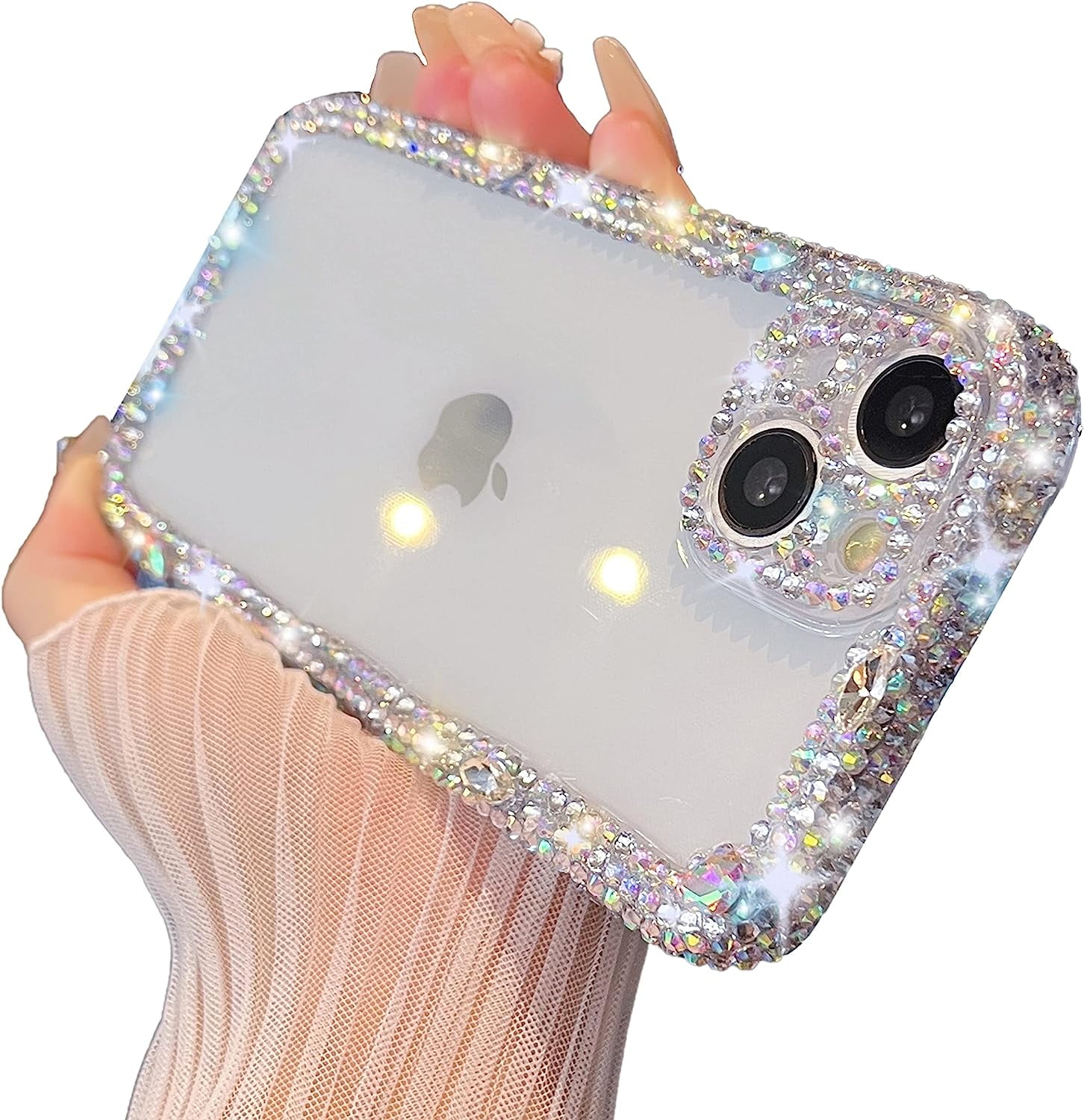 Glitter Bling Sparkling Diamond Crystal Soft Compatible with iPhone Case  for Women Girls (White,iPhone 11 Pro Max) 