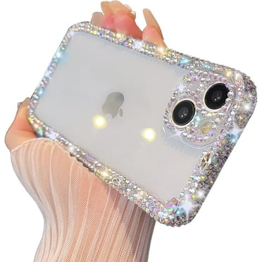 Glitter Bling Sparkling Diamond Crystal Soft Compatible with iPhone Case for Women Girls (White,iPhone 12 Pro Max)
