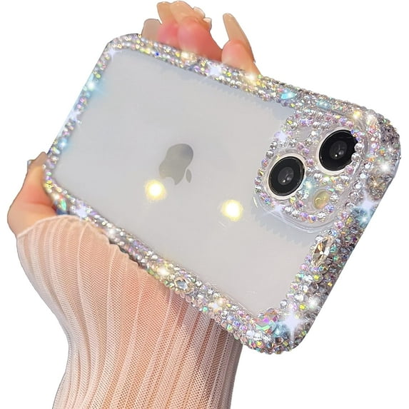 Glitter Bling Sparkling Diamond Crystal Soft Compatible with iPhone Case for Women Girls (White,iPhone 14 Pro Max)