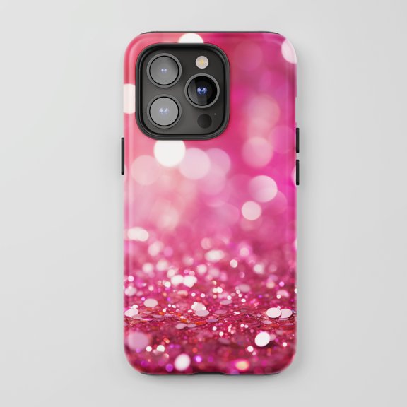 Glitter Bokeh For All iPhone Series Protective Phone Case Sparkle Pink