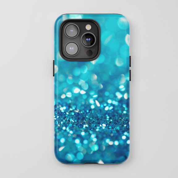 Glitter Bokeh For All iPhone Series Tough Phone Case Sparkle Teal