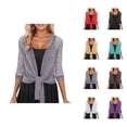 thumbnail image 1 of Glitter Bolero Shrug for Women Half Sleeve Sparkle Sheer Mesh Shiny Silk Lightweight Tie Front Dressy Cropped Cardigans, 1 of 6