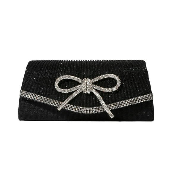 Glitter Bow Evening Bag Clutch Purses for Women Wedding Party Prom Purse Dressy Sparkly Rhinestone Clutch Bag
