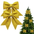 thumbnail image 1 of Glitter Bow Ornament - 2PCS Gold Sequin Bows Hanging Ornaments for Christmas,New Year,Party,Wreaths,Tree,Wall,Indoor & Outdoor Decorations,Christmas Decorations,6*4.7IN, 1 of 9