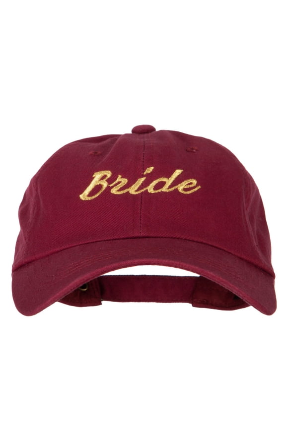 Glitter Bride Embroidered Unstructured Washed Cap - Wine OSFM