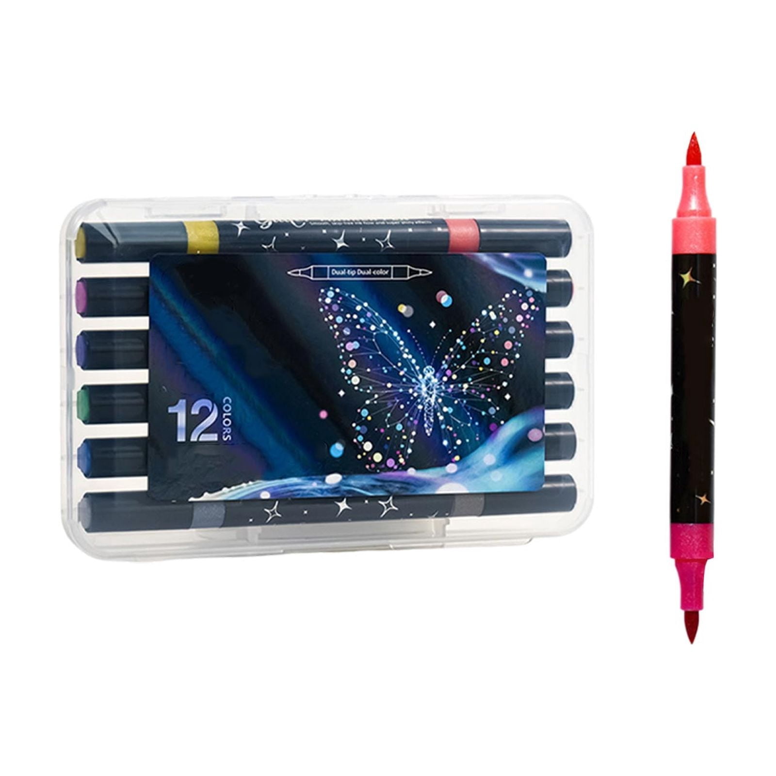 Glitter Brush Markers Pens, 12 Colors Dual Tip Glitter Pens Set 6 Pack Metallic Sparkle Markers for Cards, DIY Crafts, Doodle, Writing, Adults Coloring Books, Art Supplies Scrapbooking