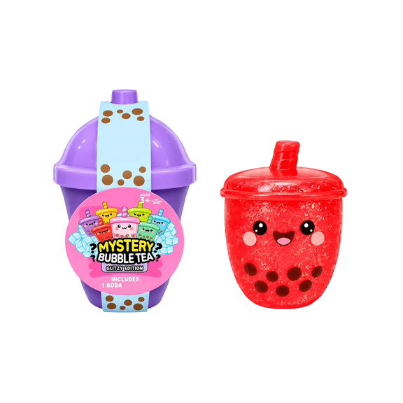 Glitter Bubble Tea Fidget Toy, Cute Boba Squishy Cup, Soft Sensory Stress Relief Squeeze Toy, Collectible Novelty Gift for Kids Girls B