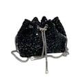 thumbnail image 1 of Glitter Bucket Bags for Women, Sparkly Purse with Hardware Chain Drawstring and Detachable Chain, Sequin Purses, 1 of 8