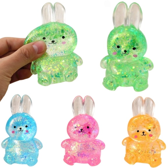 Glitter Bunny Squishy Toy, Cute Rabbit Slow Rebound Stress Relief Fidget Toy for Easter & Anxiety Relief Sensory Play Random 1PC