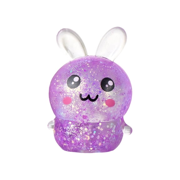 Glitter Bunny Squishy Toys Easter Egg Fillers & Easter Basket Stuffers, Mini Stress Relief Squeeze Toys, Colorful Sparkly Rabbit Party Favors(Purple)