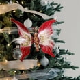 thumbnail image 1 of Glitter Butterfly Christmas Ornaments Red White Champagne Gold Butterfly With Feathers Ornaments For Wedding Wreaths Floristry Festive And Christmas Tree Hanging Decorations, 1 of 3