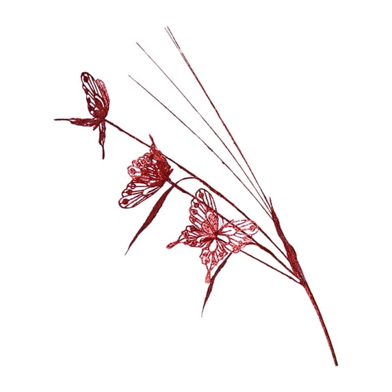 Glitter Butterfly Christmas Pick for Floral Arrangements, 23.6 Inch 3D Butterfly Spray Branch, for Xmas Tree Sticks Table Centerpieces Vase Fillers DIY Garland Wreath Crafts,1 Pack