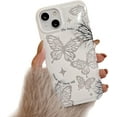 thumbnail image 1 of Glitter Butterfly Phone Case Compatible with iPhone 14 Pro, Korea Cute Bling Hollow Butterfly Phone Cover for Women Girls, 1 of 12
