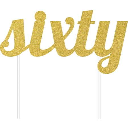 Glitter Cake Topper Gold Sixty