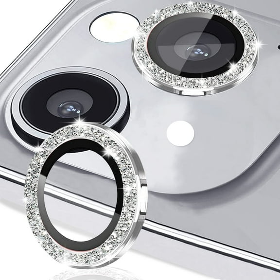 Glitter Camera Lens Protector for iPhone 14 6.1"& iPhone 14 Plus 6.7",Camera Lens Protector Bling Ring Lens Cover for iPhone 14/iPhone 14 Plus(Glitter Silver)
