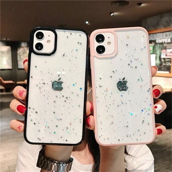 Glitter Candy Stars Transparent Phone Case For iPhone 13 11 12 Mini Pro Max XS X XR 7 8 6 Plus Soft Bumper Shockproof Back Cover