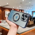 thumbnail image 1 of Glitter Case for Apple iPhone 14 Plus, Clear Back Cover Compatible with Magsafe Bumper Rugged Slim Fit Cute Heart Design Luxury Plating TPU Phone Case for Girls Women, Blue, 1 of 6