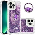thumbnail image 1 of Glitter Case for Apple iPhone 14 Pro Max, Bling Sparkle Floating Cover Liquid Fashion Girly Women Girls Clear with Ring Holder Phone Case for iPhone 14 Pro Max  Purple, 1 of 12