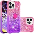thumbnail image 1 of Glitter Case for Apple iPhone 15 Pro Max for Women Girls, Bling Sparkle Colorful Gradient Quicksand Waterfall Soft TPU Liquid Cover Case with Ring Stand for iPhone 15 Pro Max JB-Pink Purple, 1 of 14