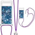 thumbnail image 1 of Glitter Case for Google Pixel 7A with Adjustable Lanyard Neck Strap, Sparkle Transparent Quicksand Waterfall Soft TPU Liquid Cover for Google Pixel 7A LSGS-Blue, 1 of 14