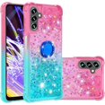 thumbnail image 1 of Glitter Case for Samsung Galaxy A13 5G, Bling Sparkle Colorful Gradient Quicksand Soft TPU Liquid Cover Case with Ring Stand for Samsung Galaxy A13 5G/ A04S/ M13 5G/ A04 4G JB-Pink Green, 1 of 14