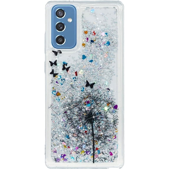 Glitter Case for Samsung Galaxy A15 5G, Galaxy A15 5G Liquid Case Cute Pink Moving Liquid Floating Sparkle for Girls Women Clear Soft TPU Protective Cover for Samsung Galaxy A15 5G Dandelion