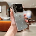 thumbnail image 1 of Glitter Case for Samsung Galaxy A24 4G with Camera Lens Protector, Bling Sparkle Shockproof Phone Cover, Cute Heart Pattern Gradient Shining Paper + Clear Rugged PC Case for Women Girls, Silver, 1 of 9