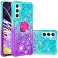 thumbnail image 1 of Glitter Case for Samsung Galaxy A25 5G for Women Girls, Bling Sparkle Colorful Gradient Quicksand Soft TPU Liquid Cover Case with Ring Kickstand for Samsung Galaxy A25 5G JB-Green Purple, 1 of 16