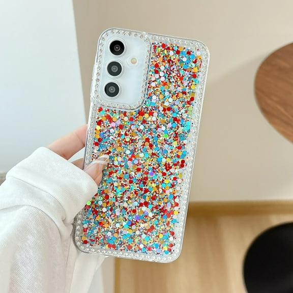 Glitter Case for Samsung Galaxy A54 5G with Bling Diamond Frame Clear Bumper Design, Shining Sparkle Rhinestone Cover, Dropproof Shockproof Slim Cover for Samsung Galaxy A54 5G, Multicolour