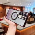 thumbnail image 1 of Glitter Case for Samsung Galaxy S21 FE, Clear Back Cover Compatible with Magsafe Bumper Rugged Slim Fit Cute Heart Design Luxury Plating TPU Phone Case for Girls Women, Darkpurple, 1 of 9