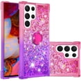 thumbnail image 1 of Glitter Case for Samsung Galaxy S23 Ultra (Not S23, Bling Sparkle Colorful Gradient Quicksand Waterfall Soft TPU Liquid Case Cover with Ring Stand for Samsung S23 Ultra LSJB-Pink Purple, 1 of 14