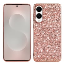Glitter Case for Samsung Galaxy S25 Edge, Sparkle Crystal Bling Slim Lightweight Cover, Military Grade Protection Silicone Rubber Shockproof Anti-Scratches Case for Girls Women, Rosegold